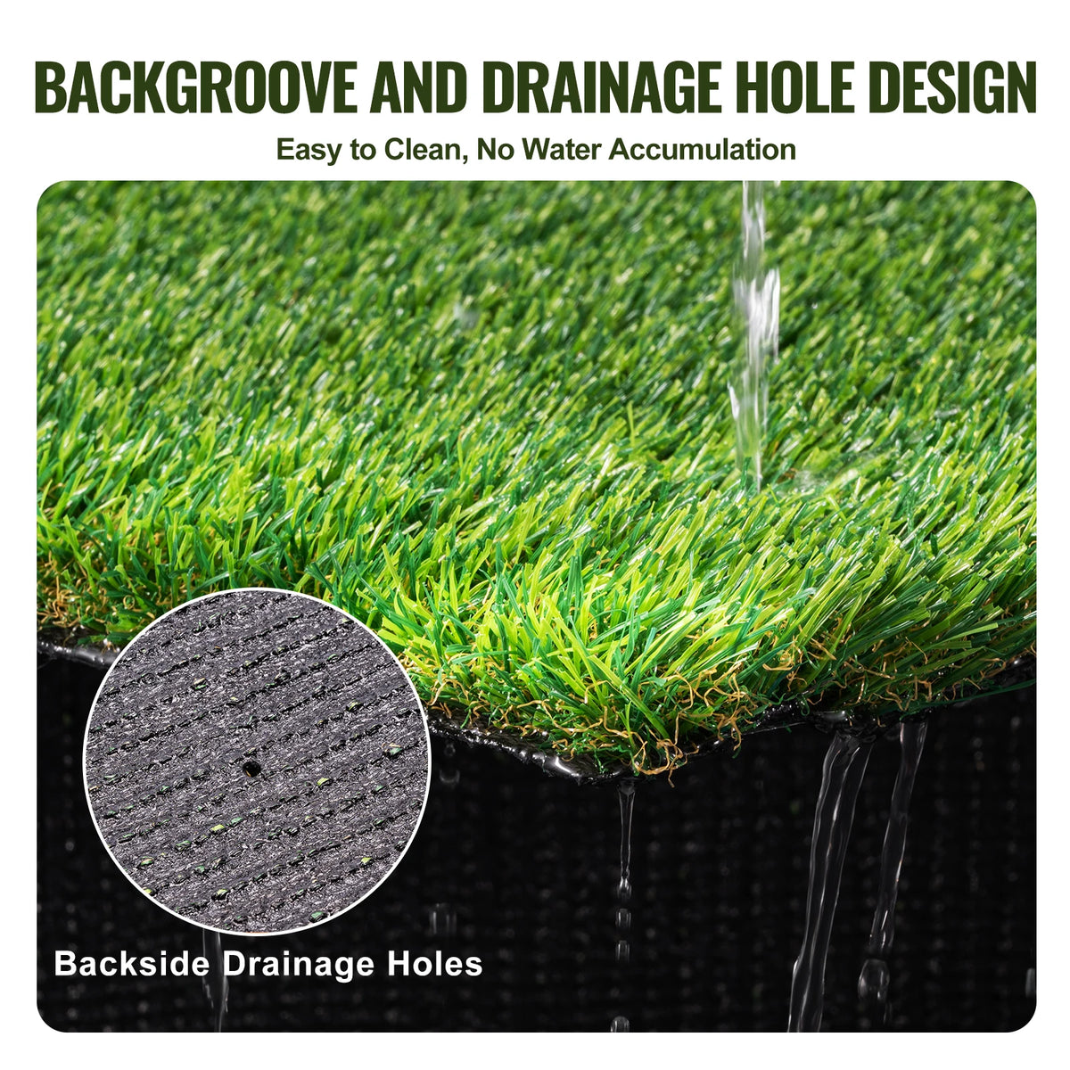 Artificial Grass Outdoor Rug With Drainage Holes For Patio Decor