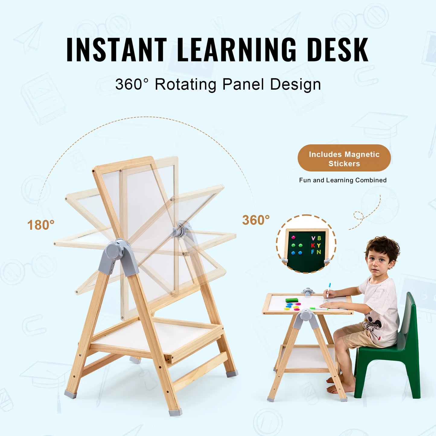 SucceBuy Standing Magnetic Drawing Board WordPad Art Easel With Accessories