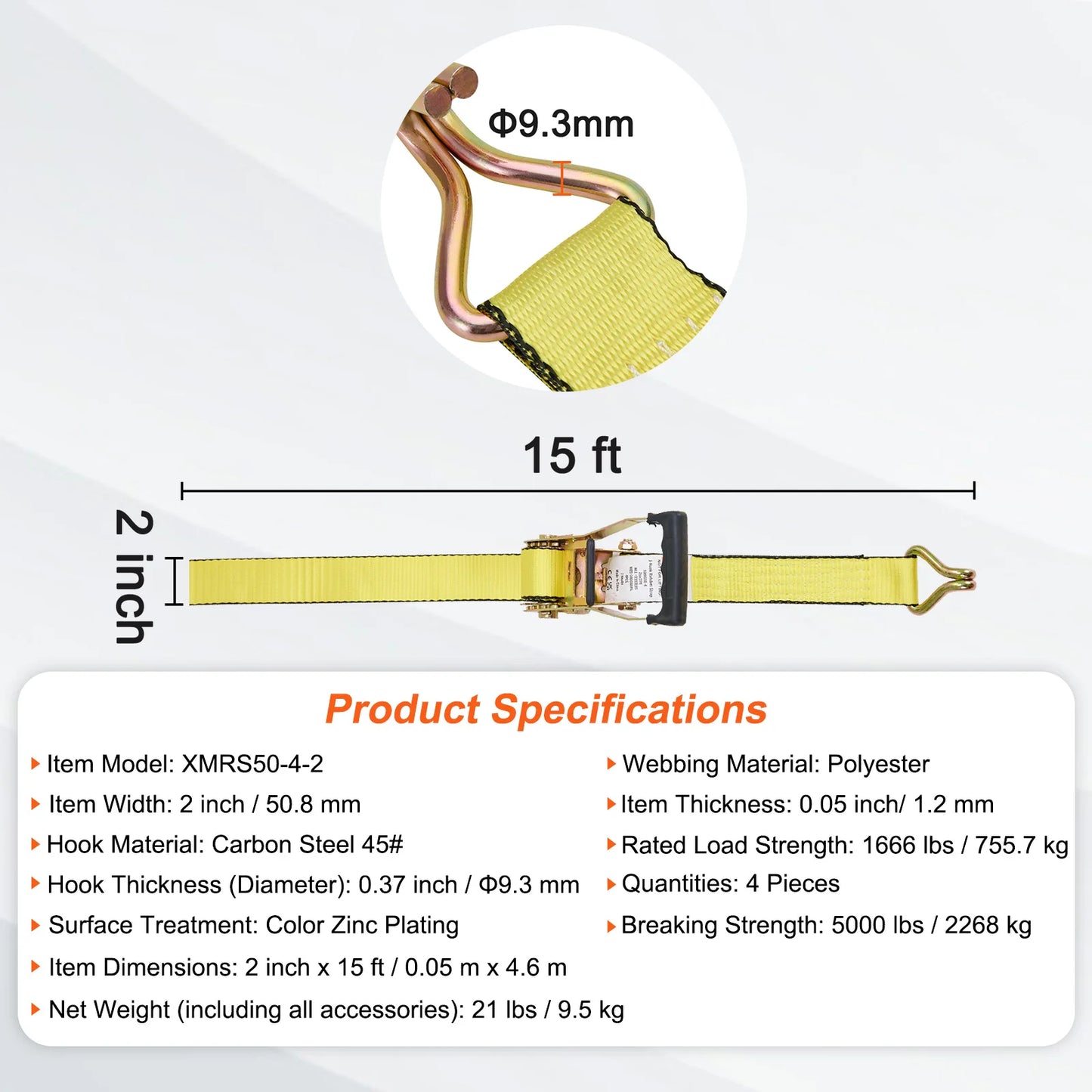 SucceBuy Heavy Duty Ratchet Tie Down Straps For Cargo
