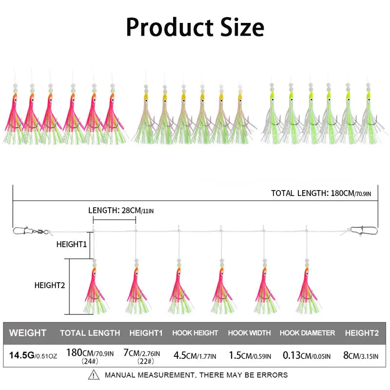 Luminous Squid Sabiki Rig Soft Octopus Fishing Lures