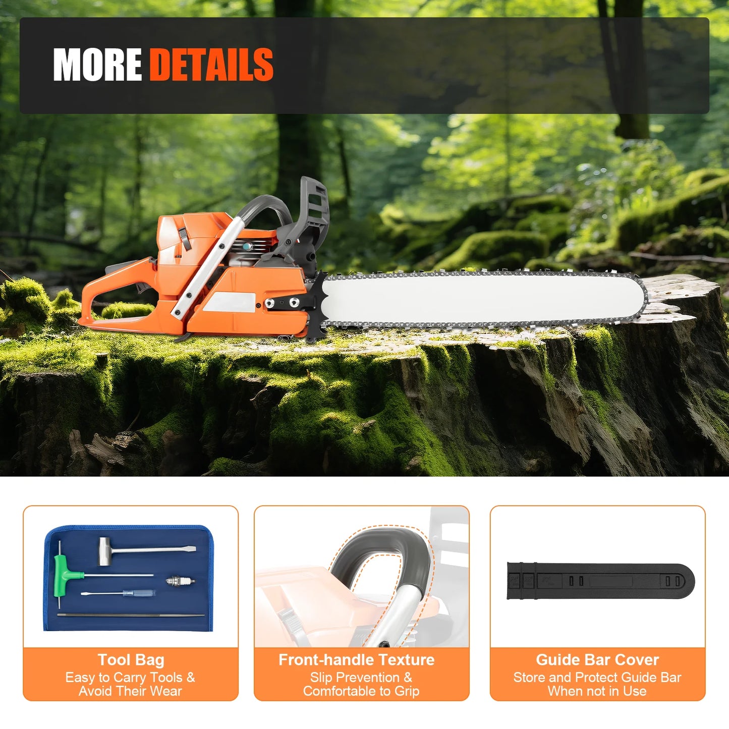 Bymaocar 71.8CC Gas Chainsaw Heavy Duty Petrol Wood Cutter