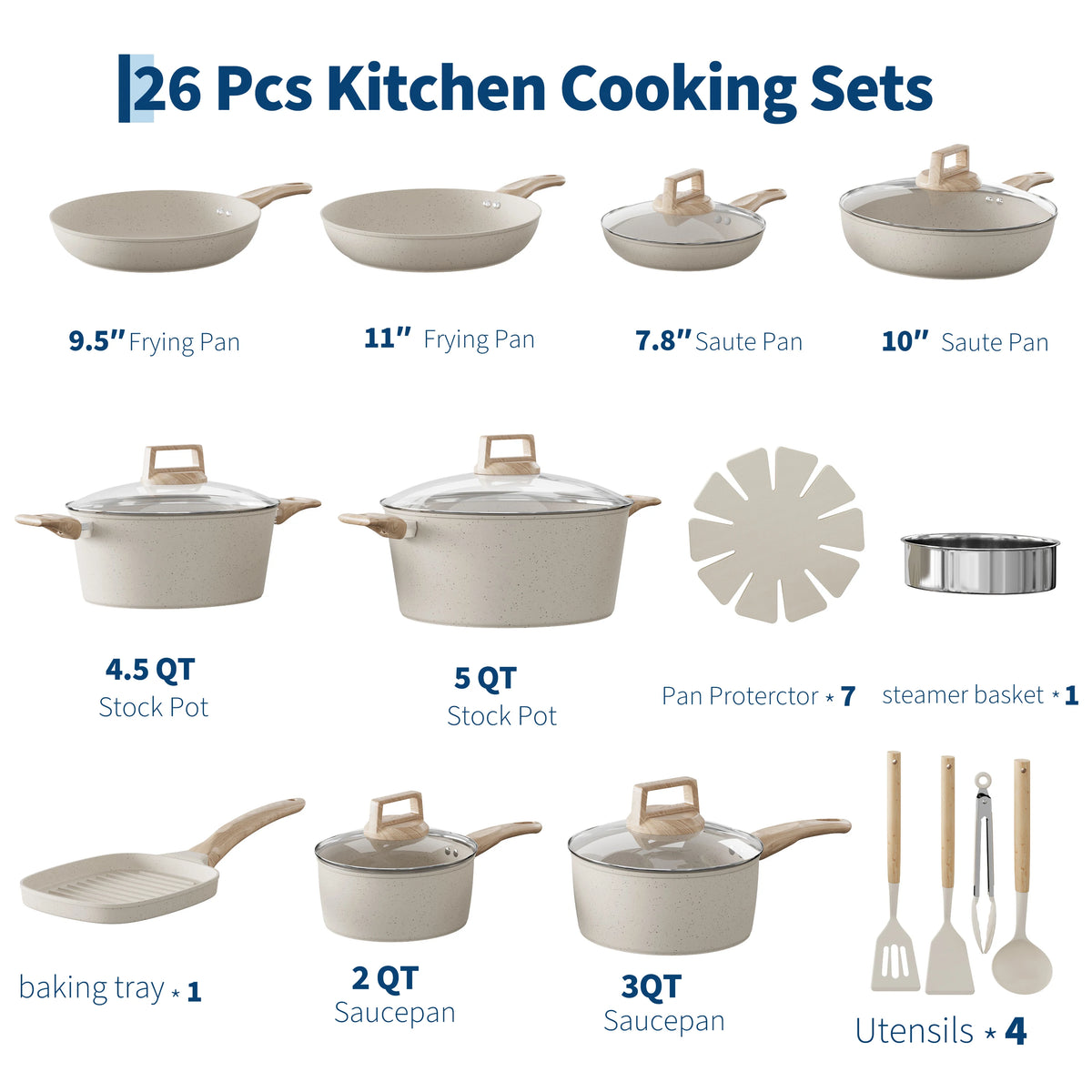 Ceramic Nonstick Cookware Set Induction Compatible Oven Safe Pots Pans