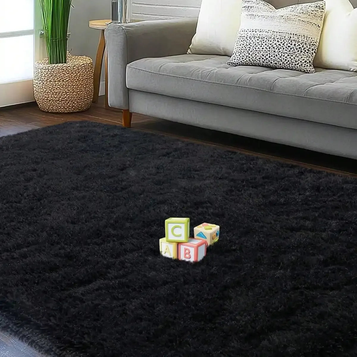 Plush Thick Long Pile Carpet Comfortable Non Slip Home Rug