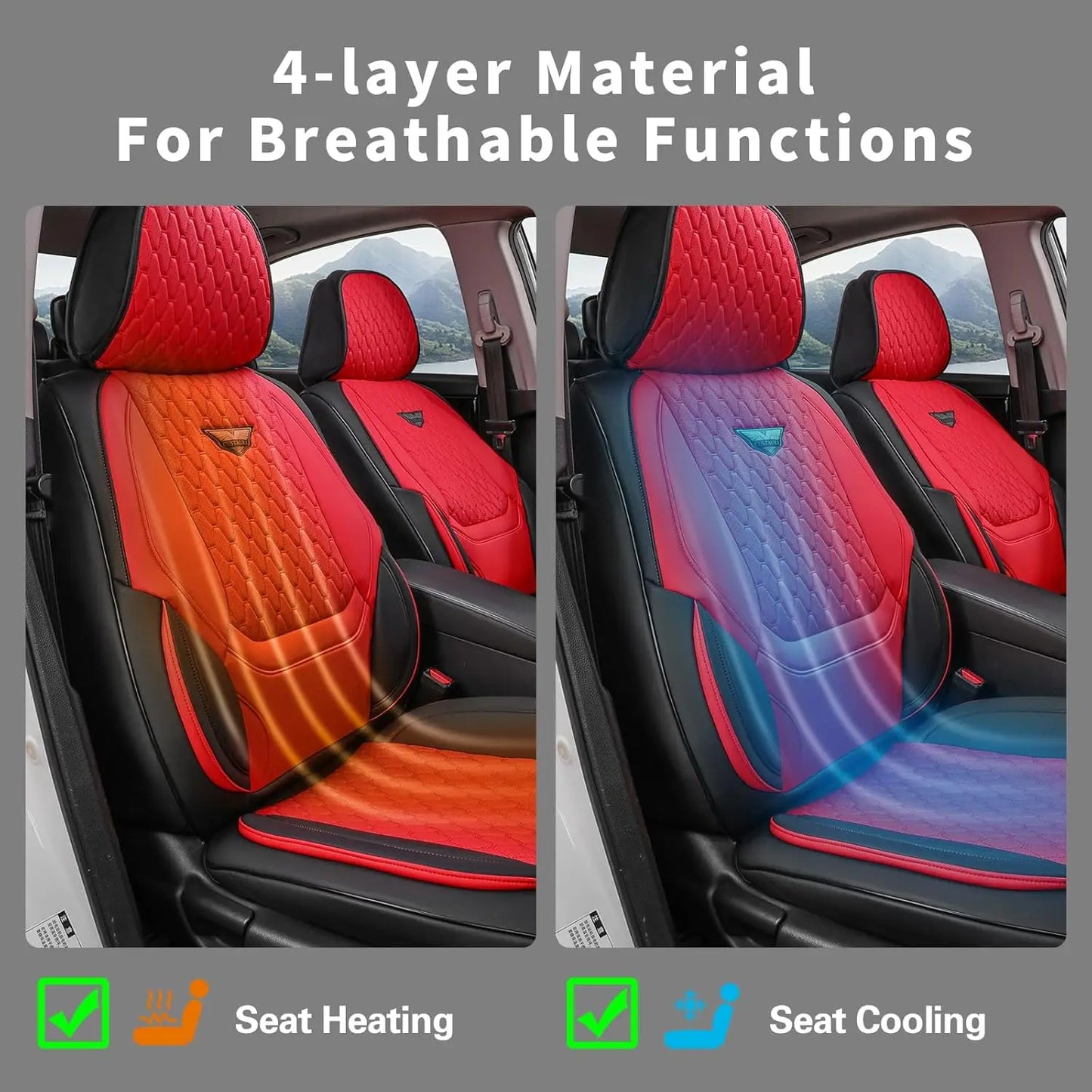 EKR Universal Leather Car Seat Covers Full Set Waterproof