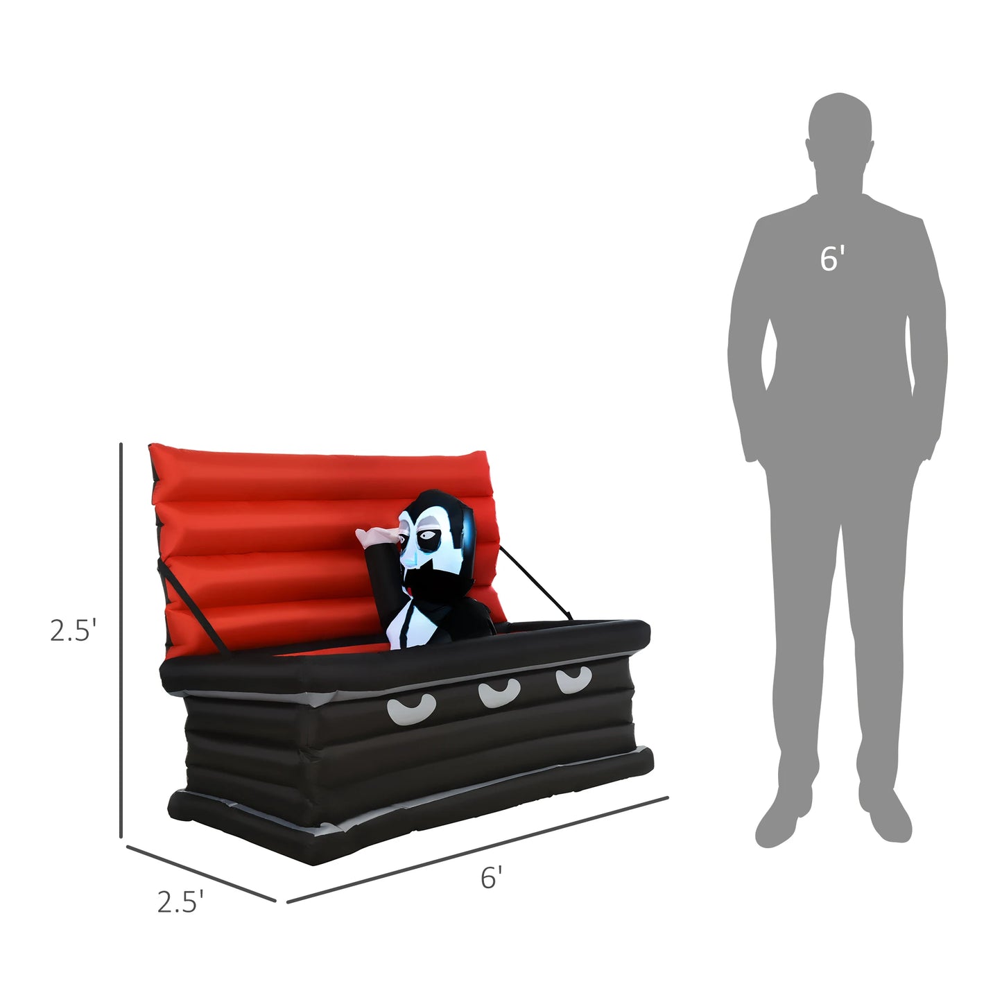 Inflatable Halloween Vampire Coffin Outdoor Display With Led