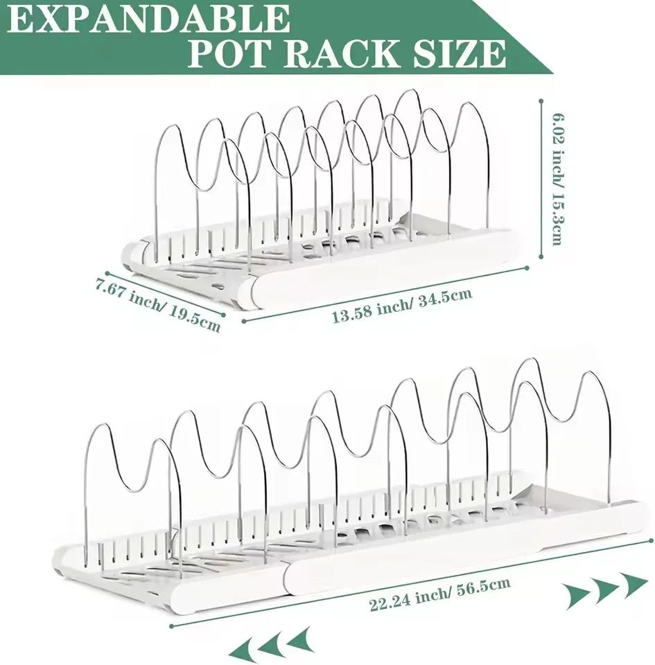 Heavy Duty Stainless Steel Pot Lid Organizer Rack With 8 Compartments