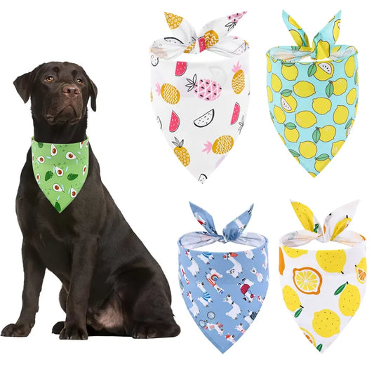 Soft Washable Fruit Floral Dog Bandana Adjustable Pet Scarf