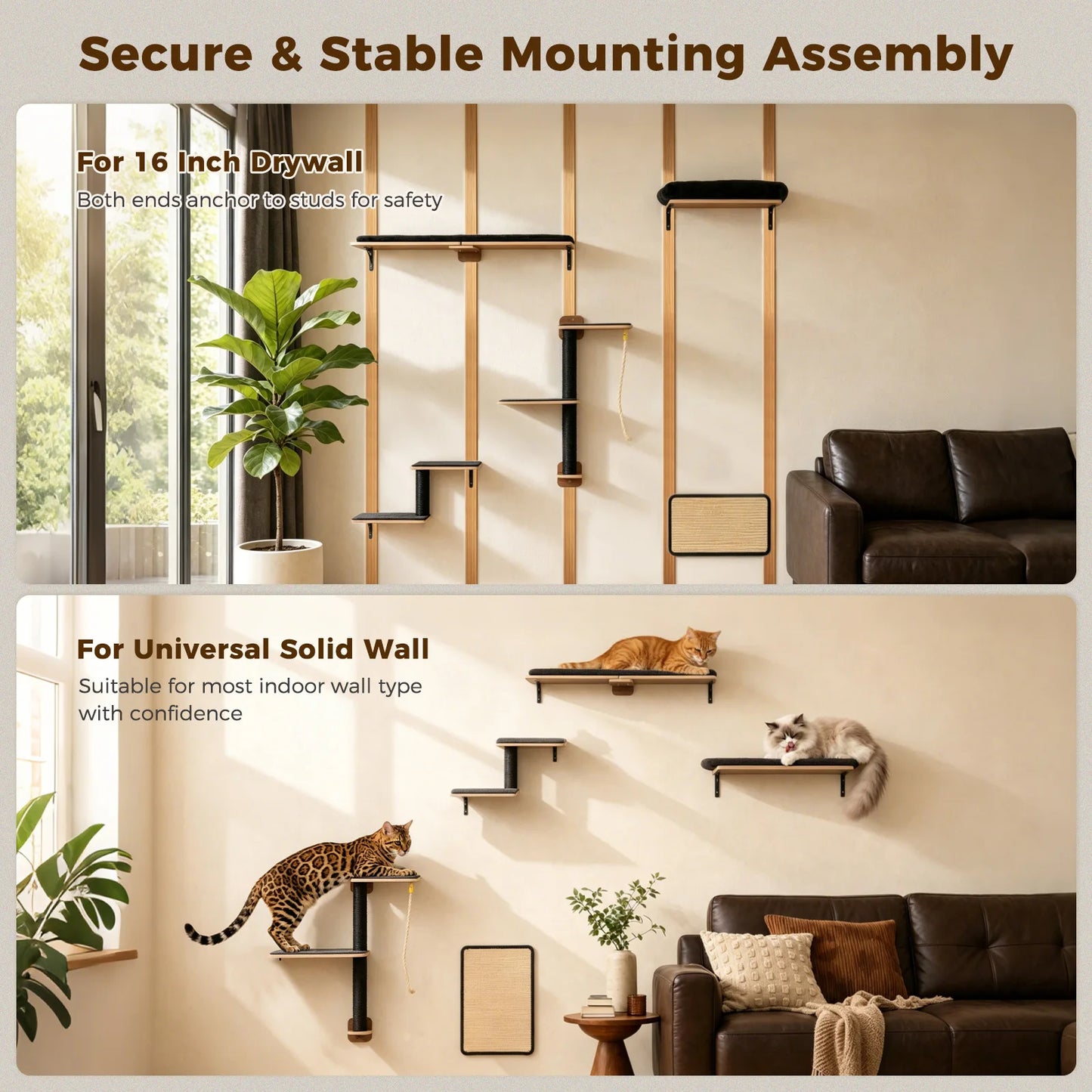 Pawz Road Wooden Cat Wall Climbing Shelves Sisal Scratching Posts