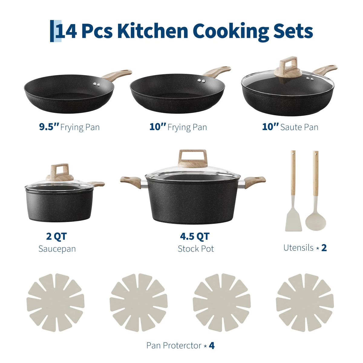 Ceramic Nonstick Cookware Set Induction Compatible Oven Safe Pots Pans