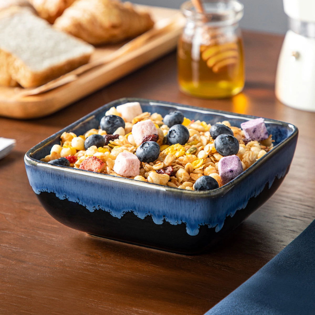 Vancasso Ceramic Dinnerware Set With Reactive Glaze Square Plates
