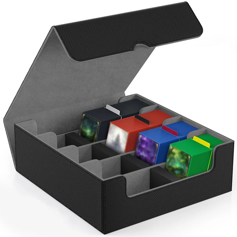 Trading Card Storage Box With Magnetic PU Leather Case