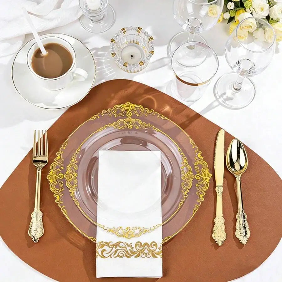 Embossed Rim Disposable Plastic Tableware Set for Parties