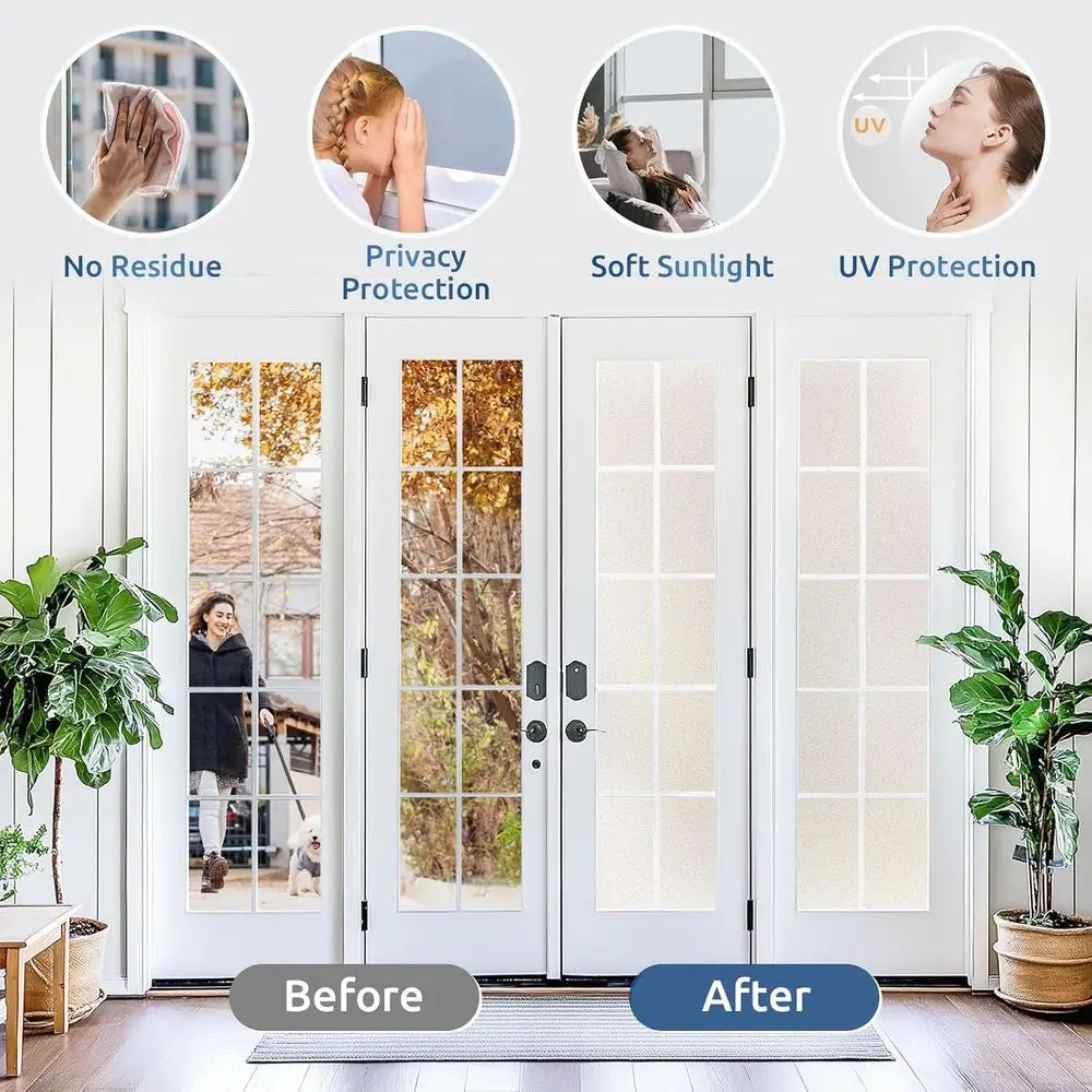 Removable Frosted Privacy Window Film UV Blocking Heat Control