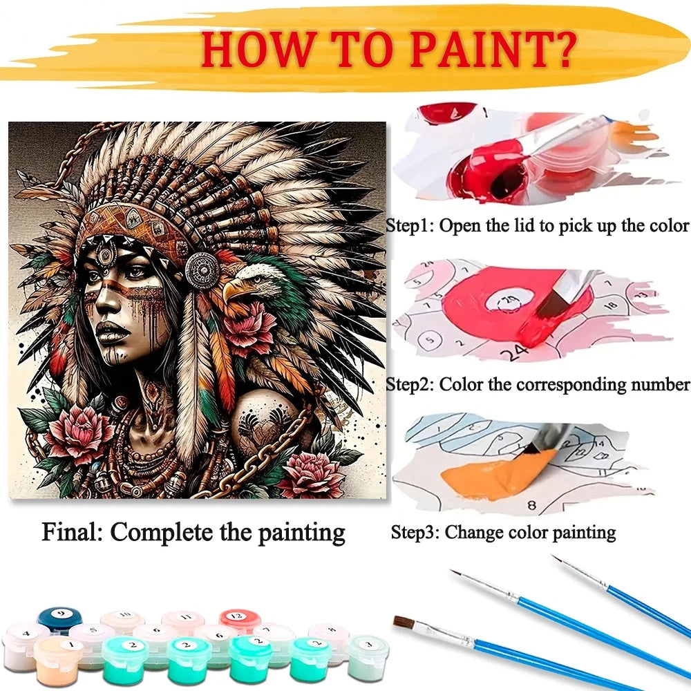 Tribal Girl Paint By Numbers Kit On Canvas For Adults
