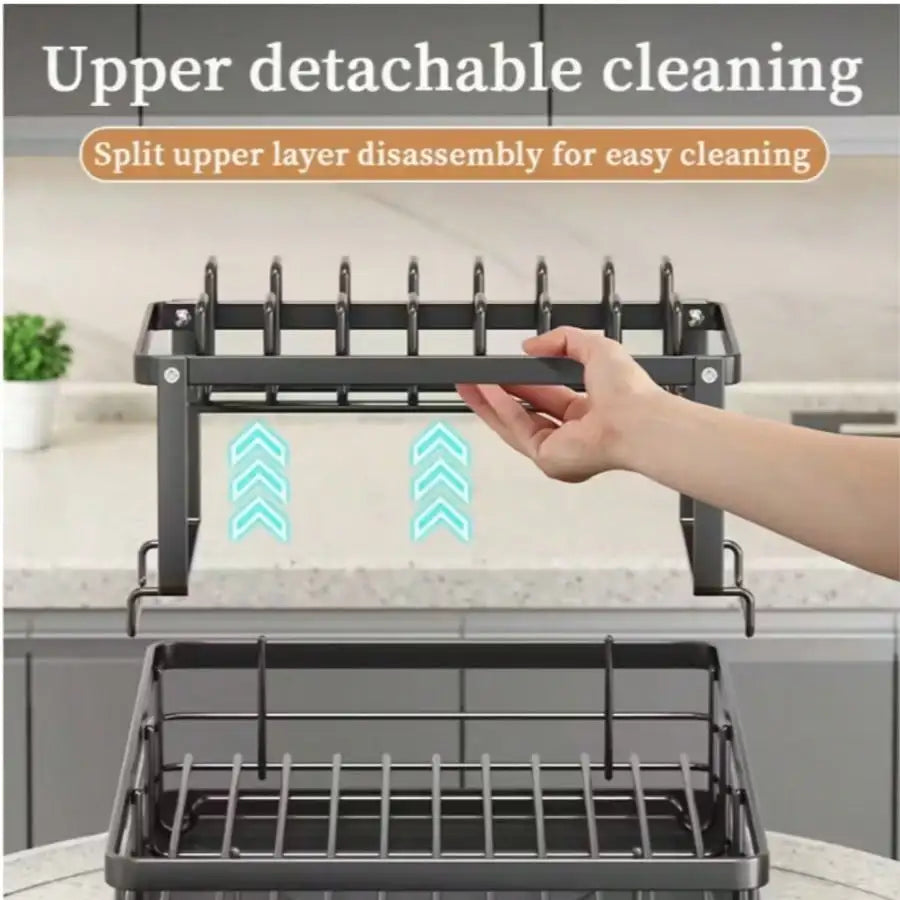 Double Layer Carbon Steel Kitchen Cutlery And Drinkware Drain Rack