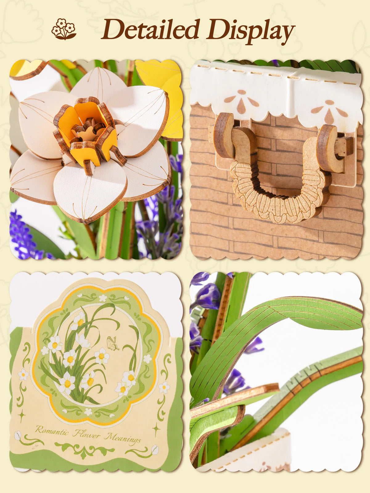 ROKR Wooden Narcissus Flower 3D Puzzle DIY Bouquet Building Kit