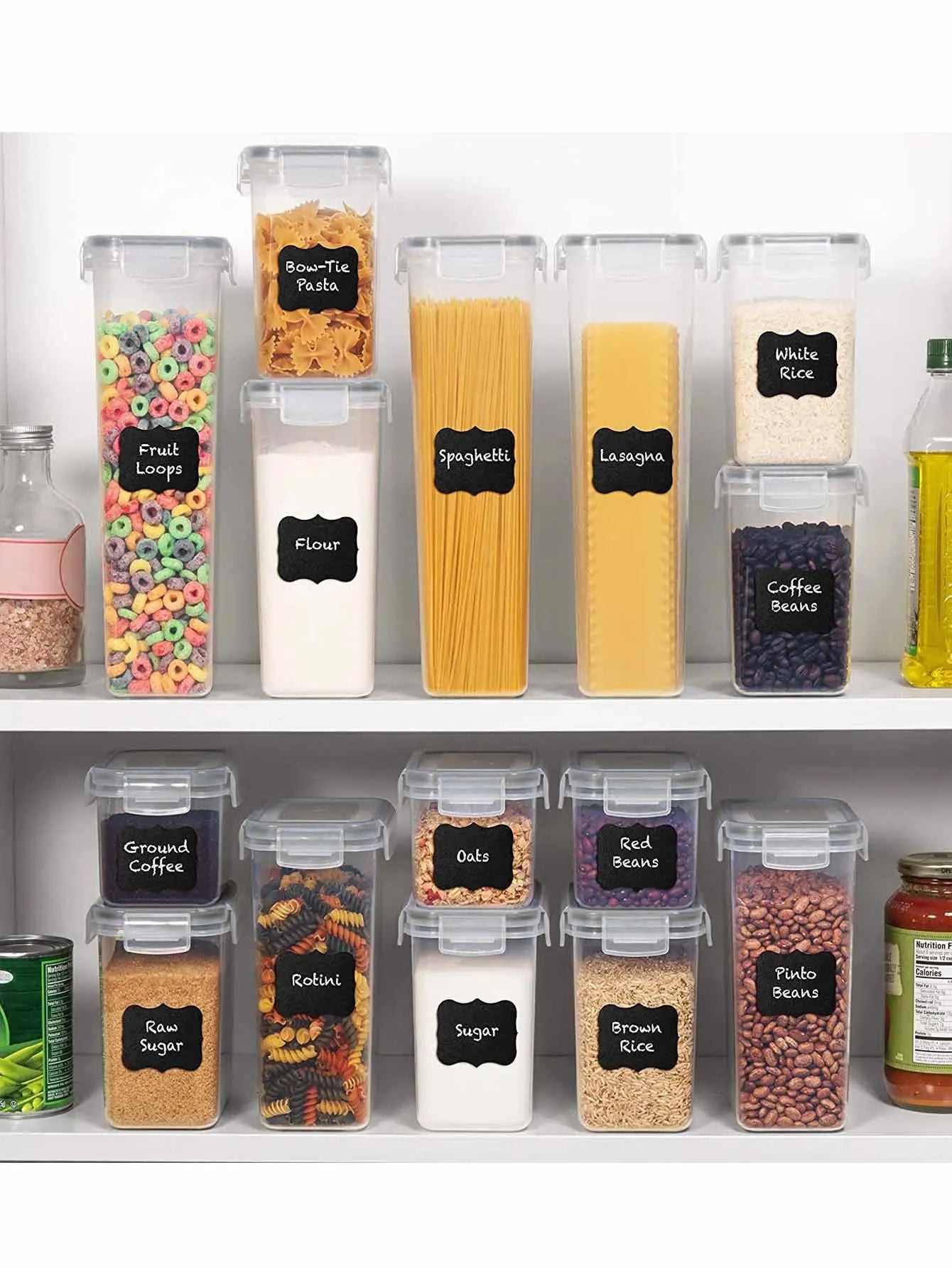 Airtight Pp Food Storage Containers With Labels For Kitchen