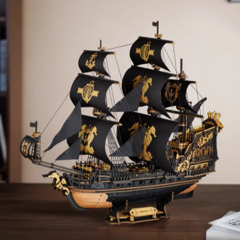 Robotime 3D Wooden Seahouse Barque Model Building Kit