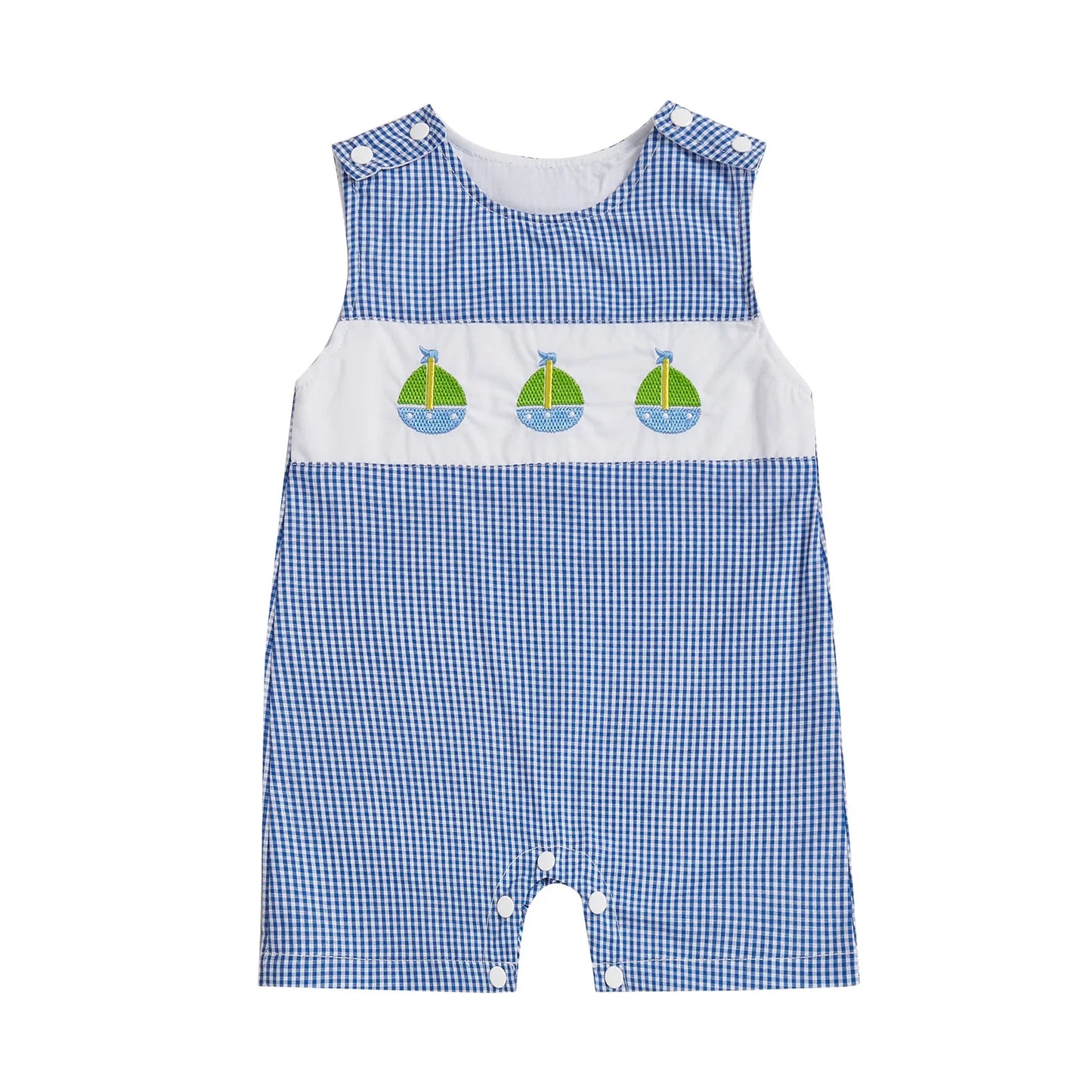 Soft Cotton Embroidered Baby Romper Button Up Summer Jumpsuit