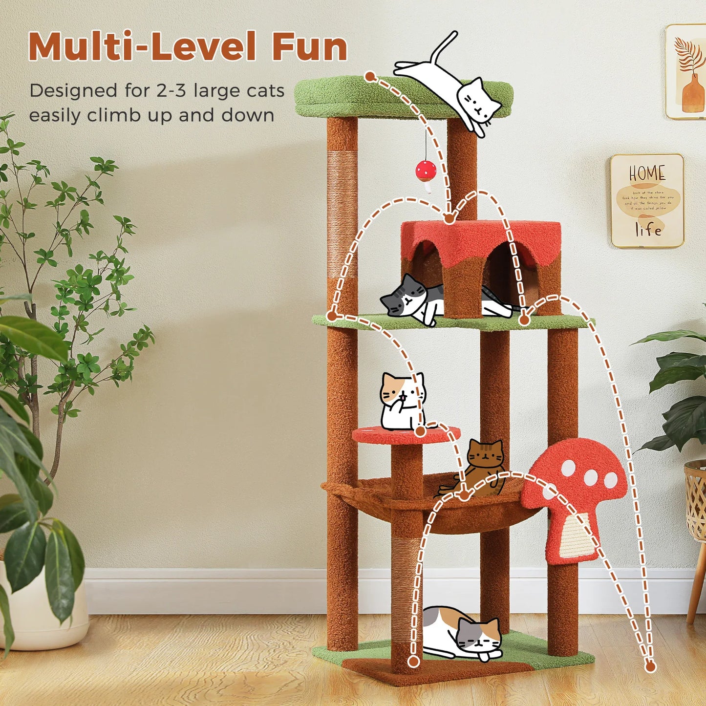 PAWZ Road Multi Level Cat Tree With Scratching Posts Hammock