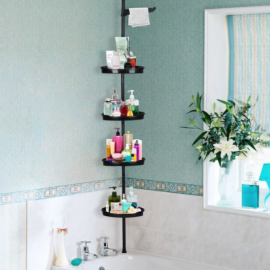 HiMiss Corner Shower Caddy With Adjustable Tension Bathroom Organizer
