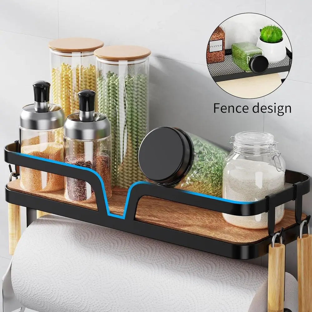 Wall Mount Kitchen Paper Towel Holder With Four Hooks