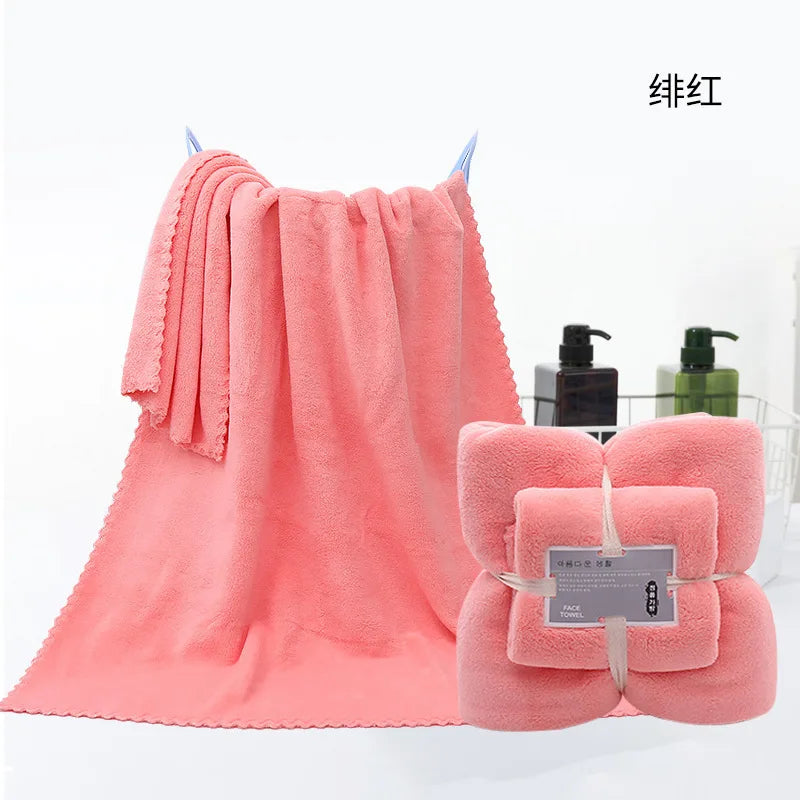 Premium Coral Velvet Bath Towel Set Highly Absorbent Quick Dry