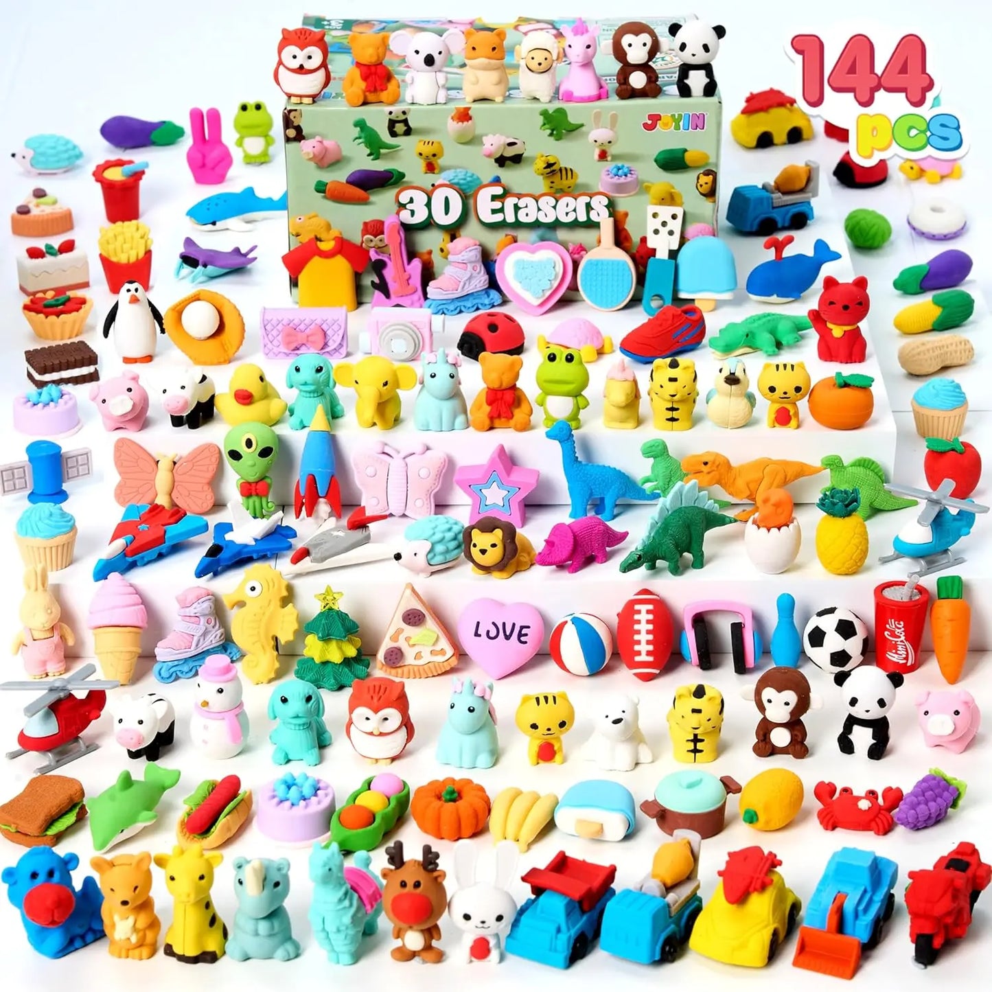 Joyfy 3D Animal Erasers Set for Pencil Desk Classroom