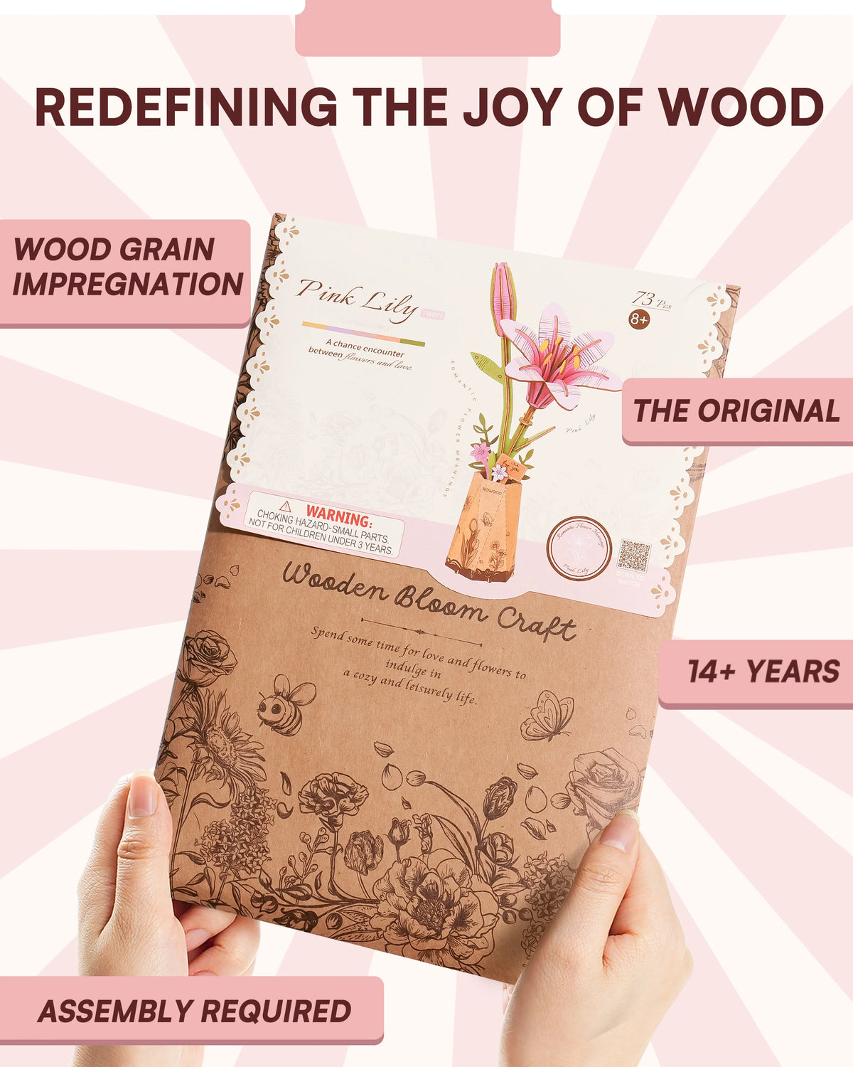Rolife Wooden Lily Flower 3D Puzzle DIY Bouquet Building Kit