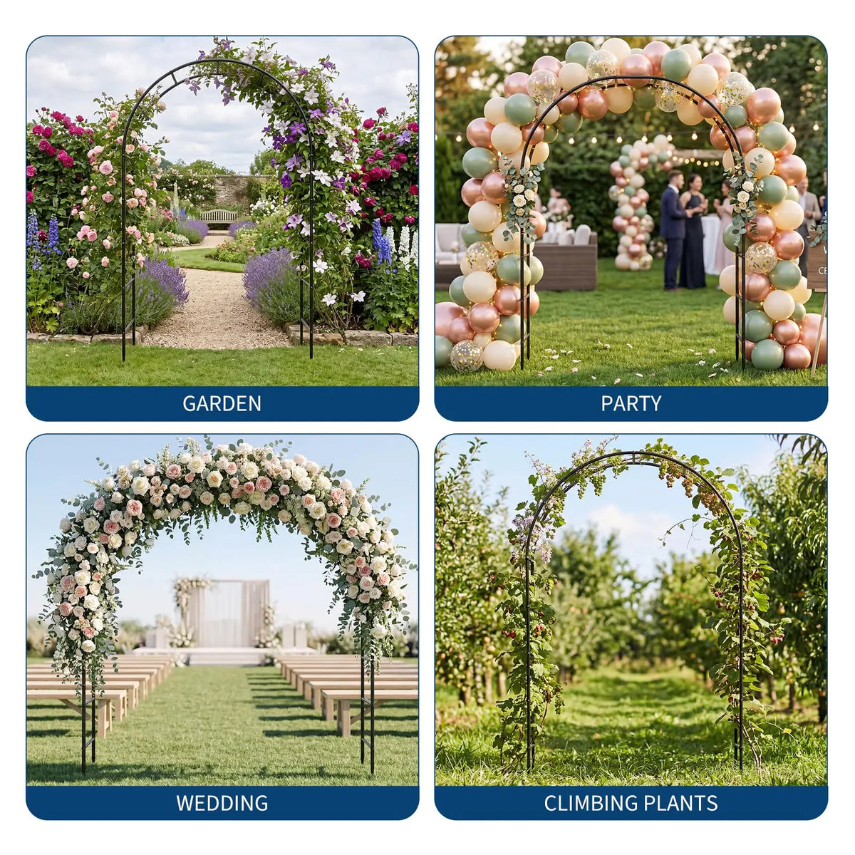 HiMISS Heavy Duty Steel Garden Arbor Trellis for Climbing Plants