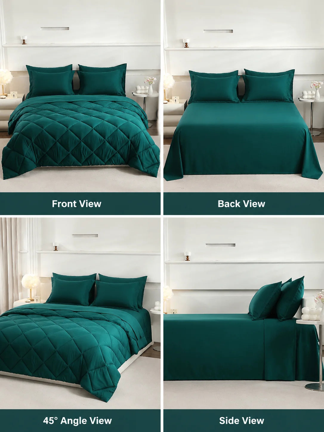 EasYum Brushed Polyester Quilted Bedding Set With Comforter And Sheets