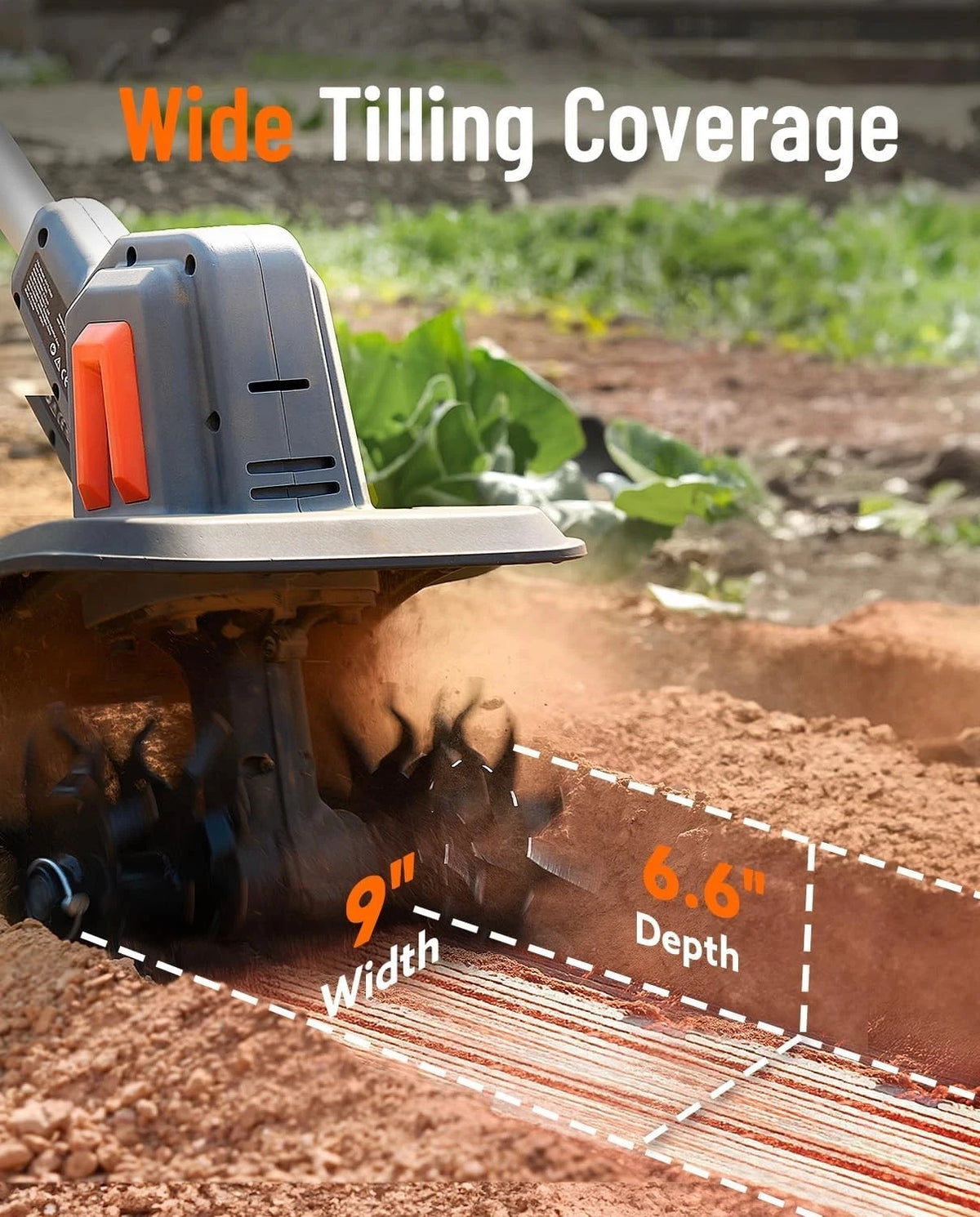 TaskStar Cordless Electric Tiller With Portable Soil Cultivator