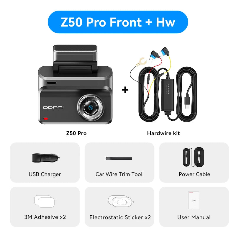 DDPAI Z50 Pro 4K Dash Camera Front And Rear Recording