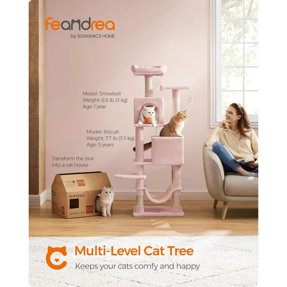 NBVCX Multi Level Cat Tree Condo With Scratching Posts Perches And Caves