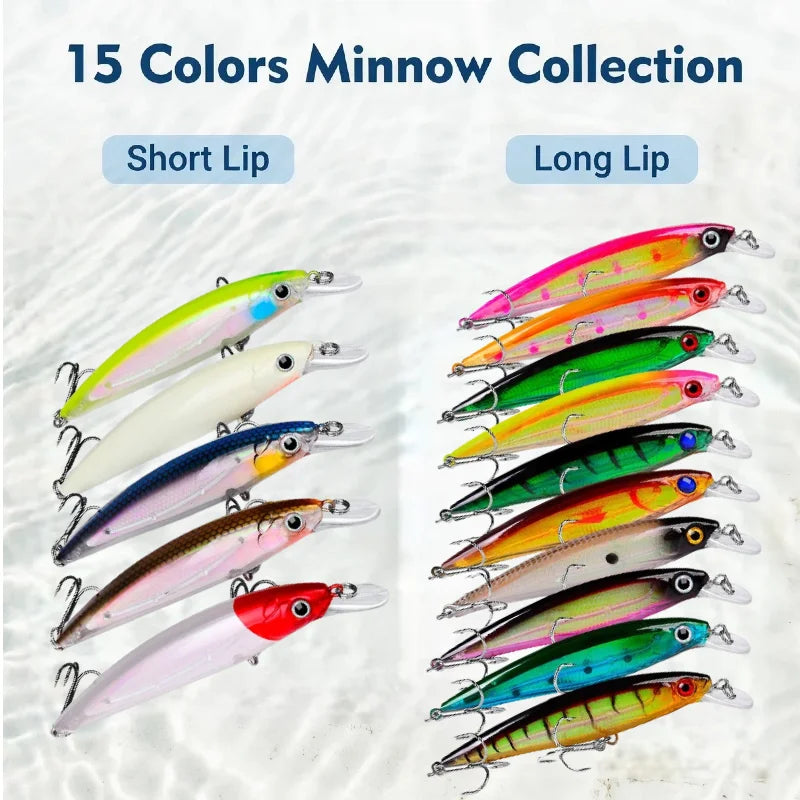 Dutriux Minnow Hard Bait Set Slow Sinking Crankbait Tackle
