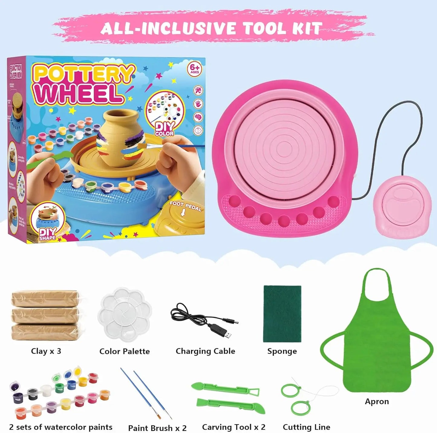 Hotfree Pottery Wheel For Kids With Clay Kit