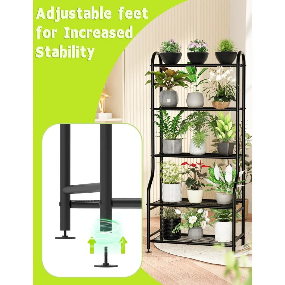 NBVCX 5 Tiered Tall Metal Plant Stand With Wall Kit