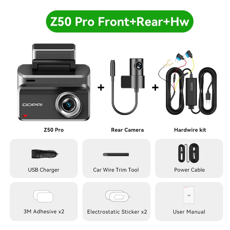 DDPAI Z50 Pro 4K Dash Camera Front And Rear Recording