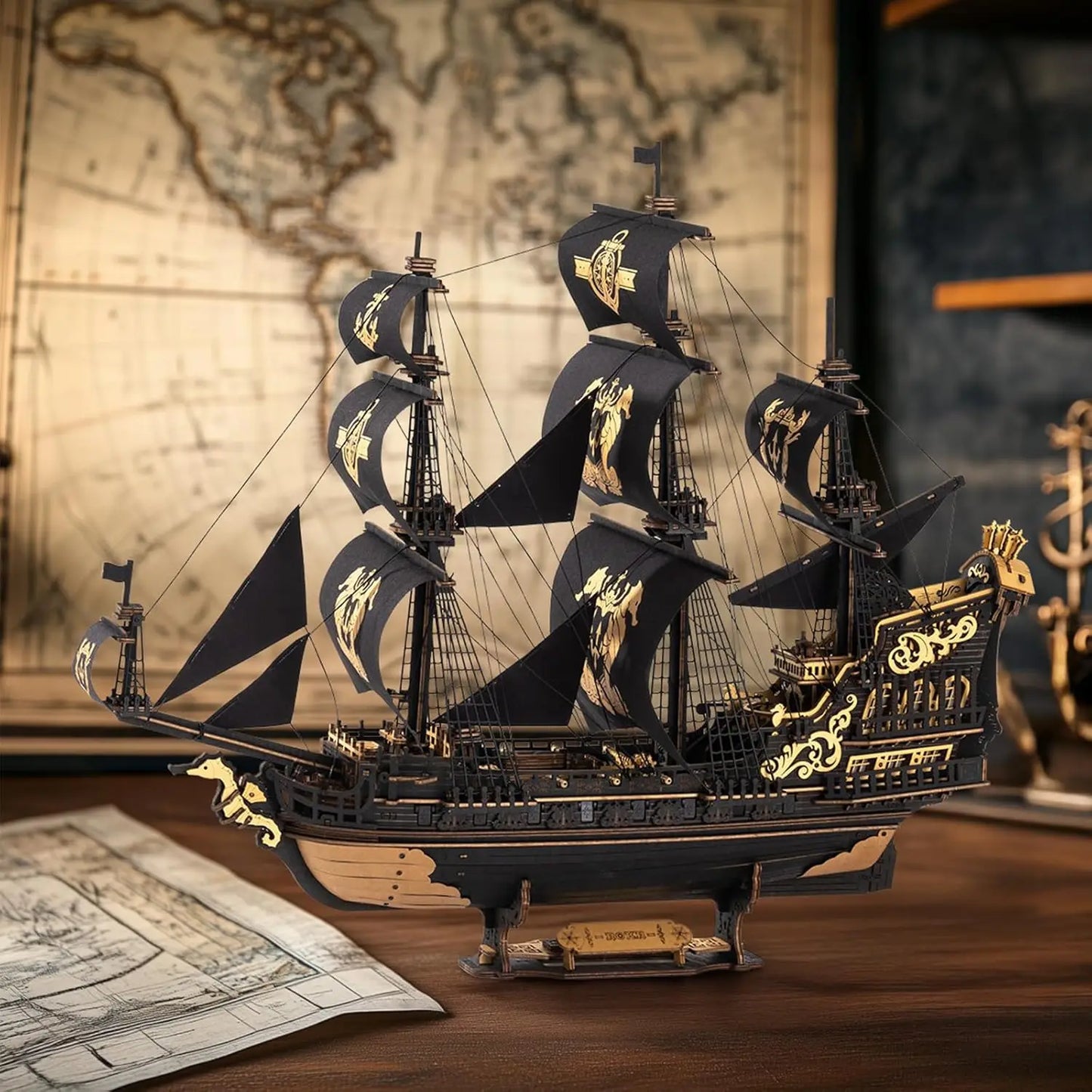Robotime 3D Wooden Seahouse Barque Model Building Kit