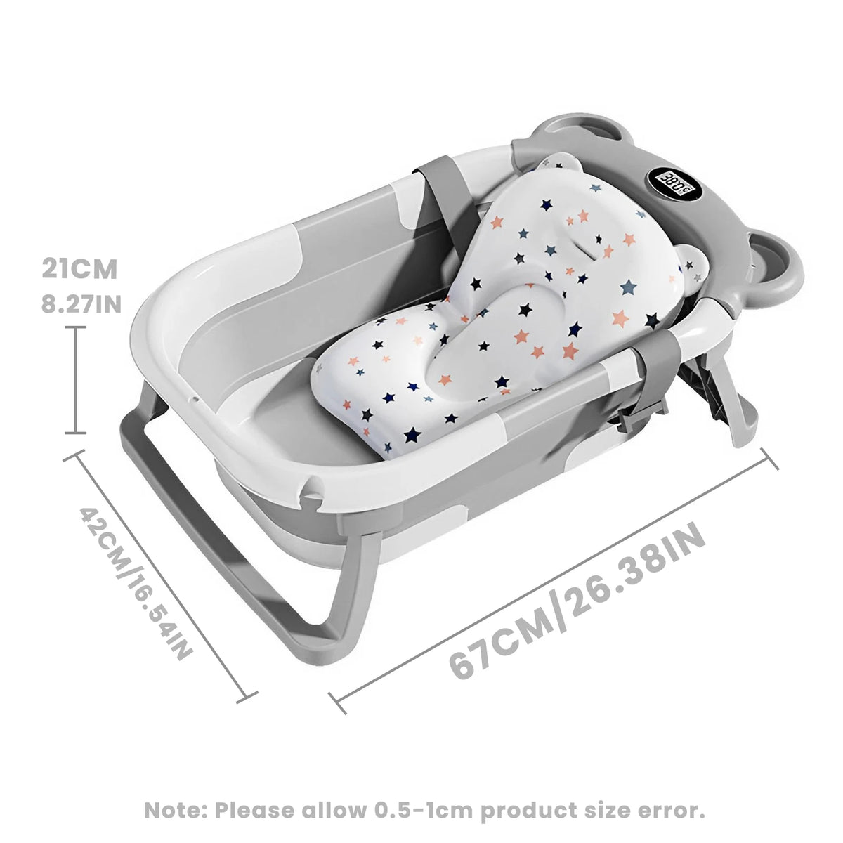 Collapsible Portable Baby Bath Tub With Thermometer And Drain Hole