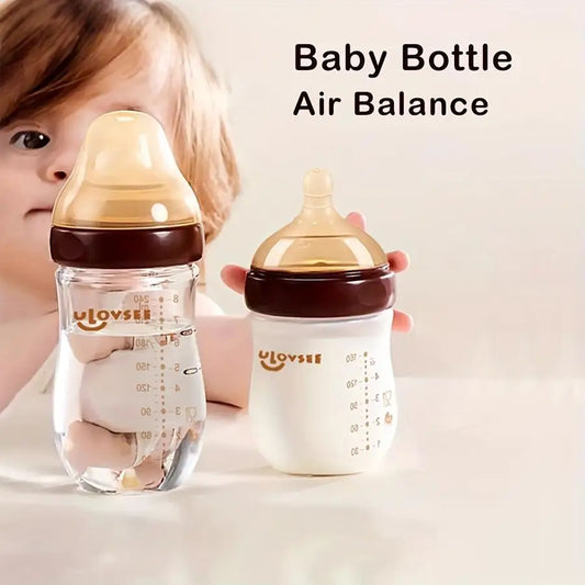 High Borosilicate Glass Baby Bottle Wide Neck Feeding Bottle Valve