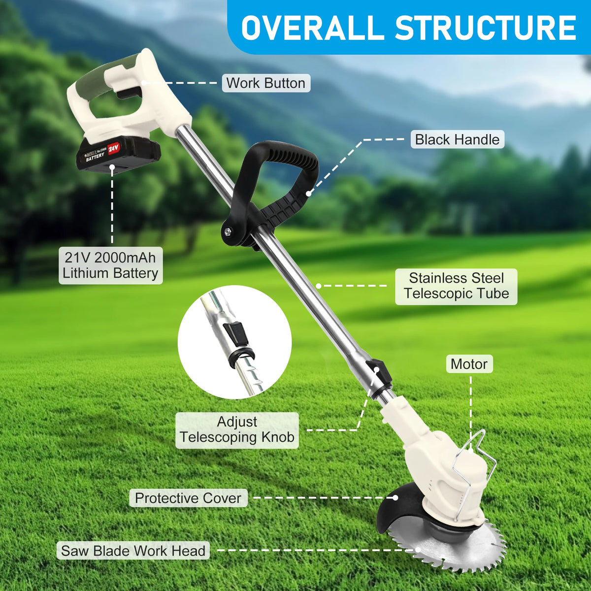 Cordless Electric Grass Trimmer Lawn Mower And Edger