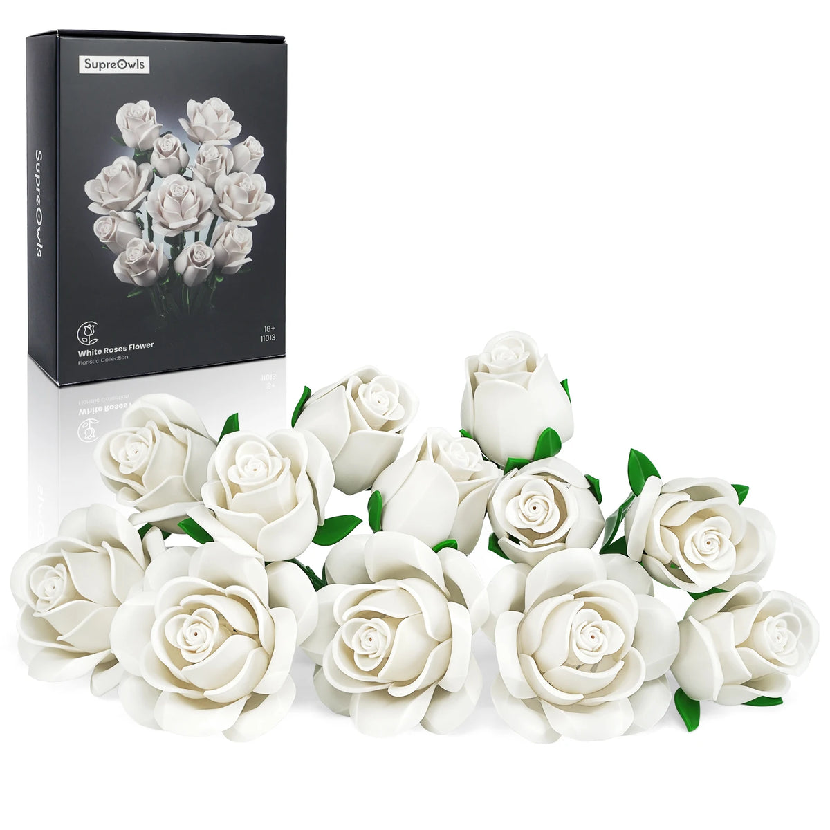 SupreOwls Roses Bouquet Building Blocks Set Artificial Flowers Home Decor
