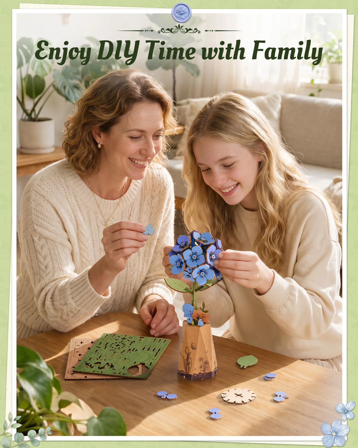 Rolife Wooden Flower 3D Puzzle DIY Craft Kit Home Decor
