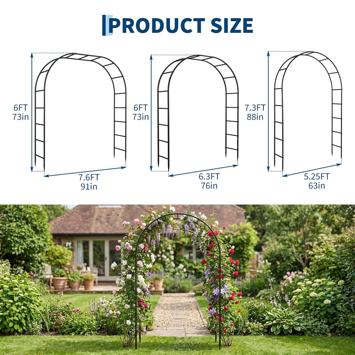 HiMISS Heavy Duty Steel Garden Arbor Trellis for Climbing Plants