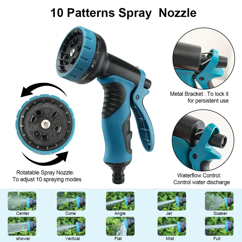 Heavy Duty Expandable Garden Water Hose With Eight Spray Modes
