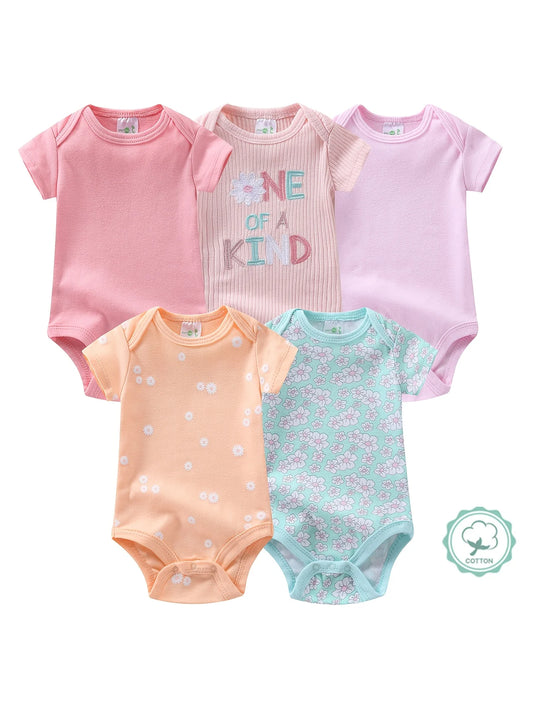 Premium Cotton Blend Baby Girl Short Sleeve Bodysuit Set