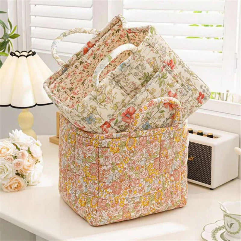 Foldable Fabric Storage Basket With Bamboo Frame And Handles
