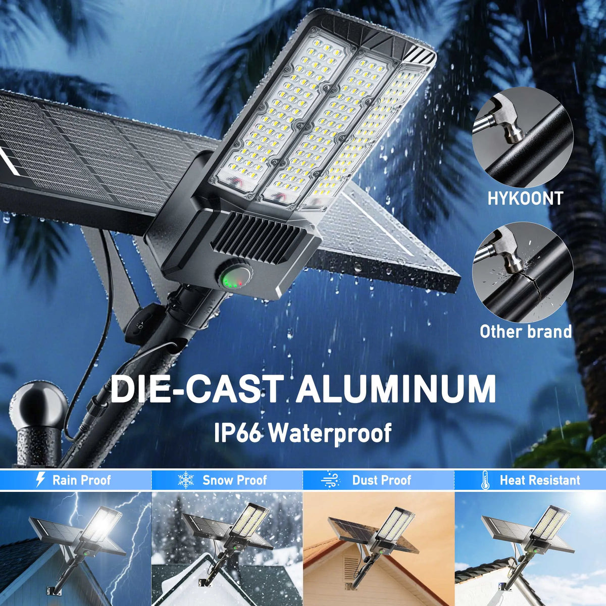2-Pack Solar Area Lights Outdoor IP66 LED Parking Lot Sensor