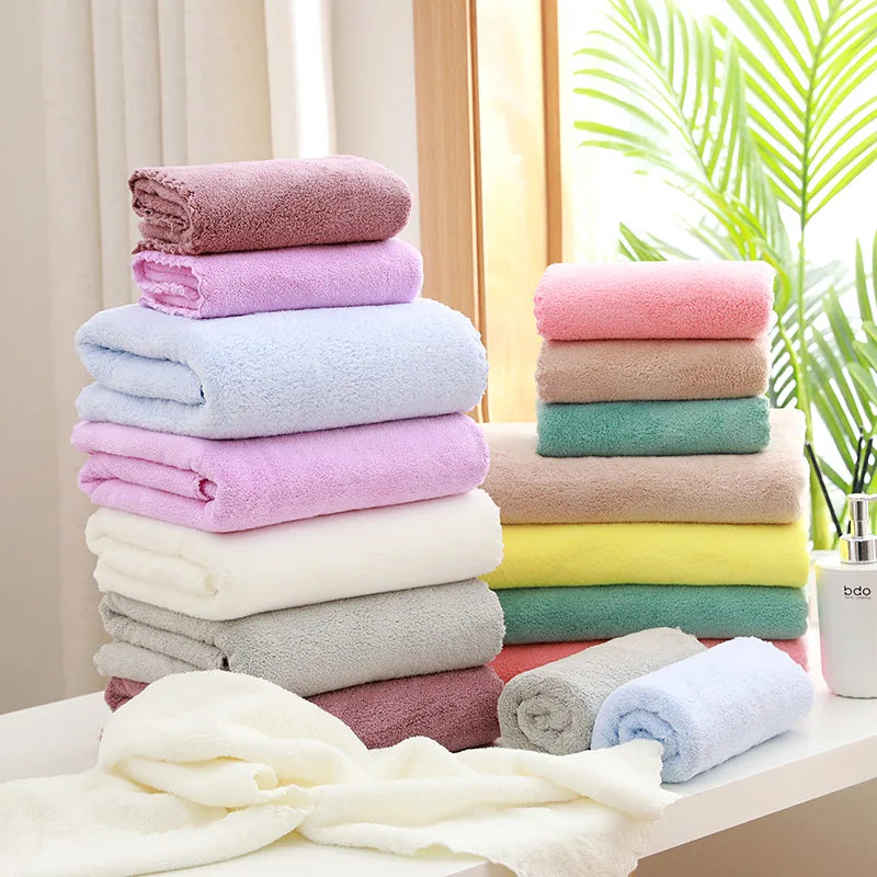 Premium Coral Velvet Bath Towel Set Highly Absorbent Quick Dry